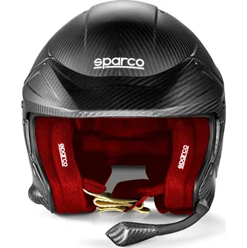 Helma na motorku Karbonová helma Sparco FLUX RJ-i Carbon, s interkomem a homologací FIA černo-červená XXL