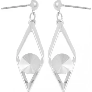 Náušnice Crystal-ZONE Náušnice bimbací rám koso Rivoli 8mm rhodium