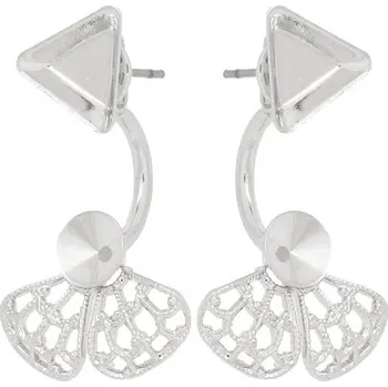 Náušnice Crystal-ZONE Náušnice DOUBLE angled cube 8mm/filigrán rivoli 6mm rhodium