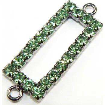 Materiál na výrobu šperku Crystal-ZONE Štrasový obdelník s očky peridot