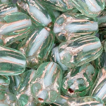 Korálek CZ Korálek mačkaný TULIPÁN 12/8mm zelená zlato