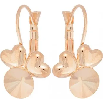 Náušnice Crystal-ZONE Náušnice SRDÍČKA Rivoli 8mm rose gold