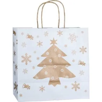 Dárková taška Vánoční papír. taška 25x11x24 cm, kroucené držadlo