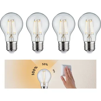 Žárovka PAULMANN Set 3-krokové-stmívatelné LED žárovka E27 230V 4x5W 2700K stmívatelné čirá - PAULMANN P 5083