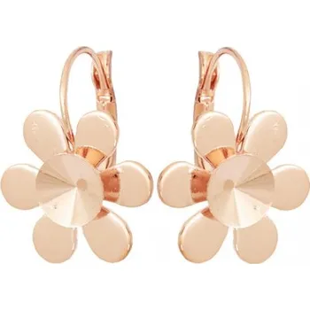 Náušnice Crystal-ZONE Náušnice kytička LUX Rivoli 8/18mm rose gold
