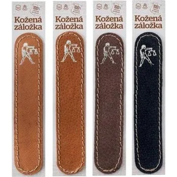 Záložka Kožená záložka do knihy Váhy - kůže černá semiš, zlatá ražba