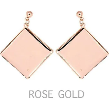 Náušnice Crystal-ZONE Náušnice bimbací Chessboard 20mm koso rose gold