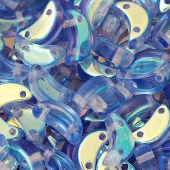 Korálek CZ Korálek mačkaný MOON DUO 9mm modrá AB