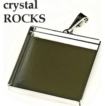 Přívěsek Crystal-ZONE Přívěšek crystalROCKS čtverec 20mm rhodium