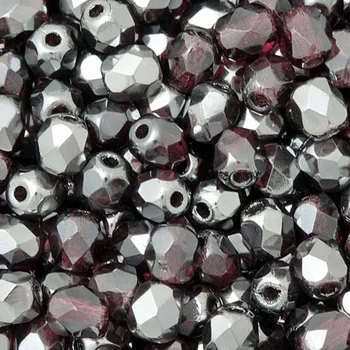 Korálek CZ Korálky broušené 4mm fialová hematit (50ks)