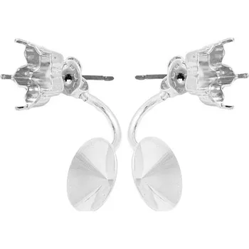 Náušnice Crystal-ZONE Náušnice DOUBLE Flower krapny 10mm/rivoli 12mm rhodium