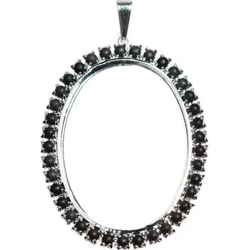 Přívěsek Crystal-ZONE Přívěsek Ovál strass korálky 30/22mm Černá