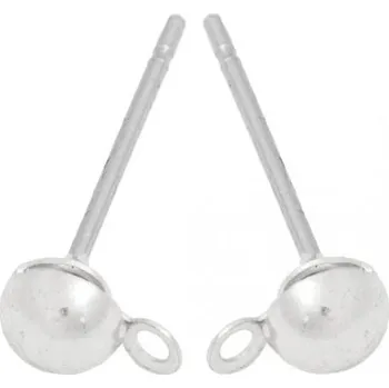 Materiál na výrobu šperku CZ Náušnicová puzeta s očkem 4mm rhodium