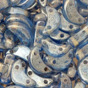 Korálek CZ Korálek mačkaný MOON DUO 9mm modrá listr