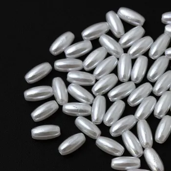 Dětské navlékací korálky EU Plastový korálek rýže 6/3mm bílá (5g)