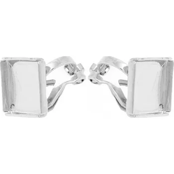 Náušnice Crystal-ZONE Náušnice klipsa koso Chessboard 10mm rhodium