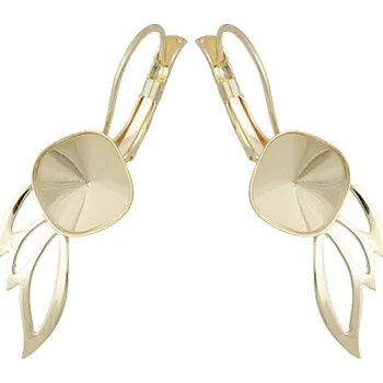 Náušnice Crystal-ZONE Náušnice Křídlo Square 10mm gold plating 24kt