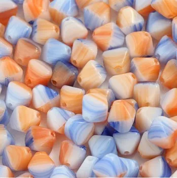 Korálek CZ Korálek mačkaný LUCERNA 6mm oranžovomodrá