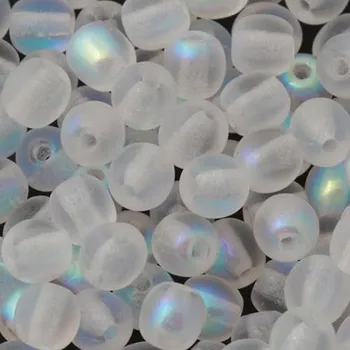 Korálek CZ Korálek mačkaný KULIČKA 4mm crystal MAT AB