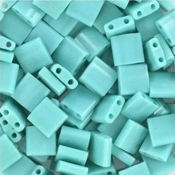 Korálek Miyuki Tila 5/5mm opaque turquoise green (TL-412)