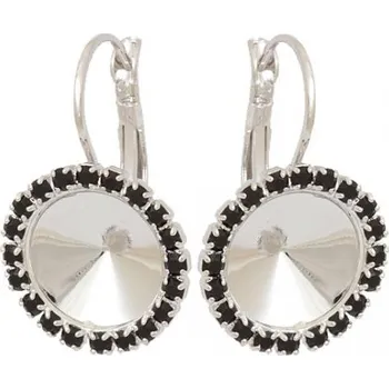 Náušnice Crystal-ZONE Náušnice STRASS Swarovski Rivoli 12mm Jet/rhodium