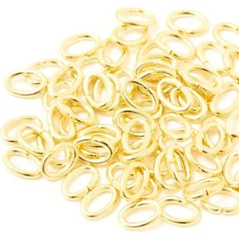 Materiál na výrobu šperku EU Spojovací oválek 4/3/0,5mm chirurgická ocel gold plating 24kt (10ks)
