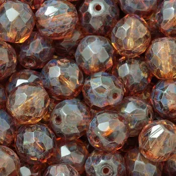 Korálek CZ Korálky broušené 10mm dark topaz travertin (15ks)