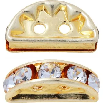 Materiál na výrobu šperku CZ Šatonový půlměsíc dvouřadý 12/6mm zlato/crystal