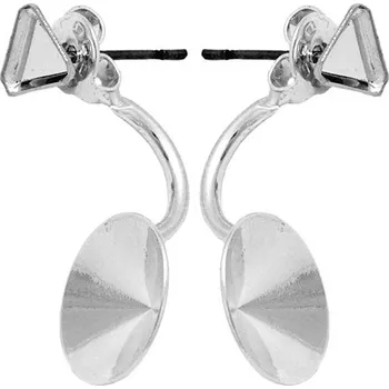 Náušnice Crystal-ZONE Náušnice DOUBLE Angled Cube 6mm/rivoli 12mm rhodium