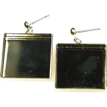 Náušnice Crystal-ZONE Naušnice crystalROCKS čtverec 20mm gold plating 24kt