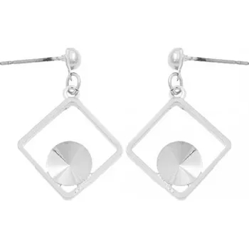 Náušnice Crystal-ZONE Náušnice bimbací rám čtverec Rivoli 8mm rhodium