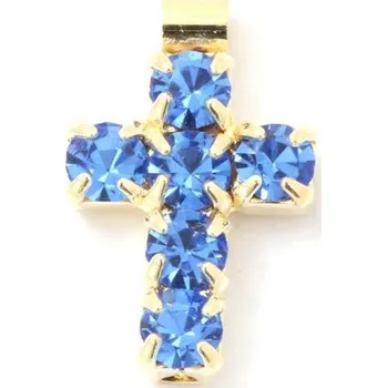 Přívěsek Crystal-ZONE Přívěsek křížek 10/7mm sapphire/gold plating 24kt