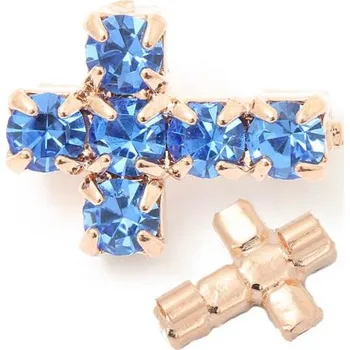 Přívěsek Crystal-ZONE Korálek křížek 10/7mm „horizontal“ sapphire/rose gold