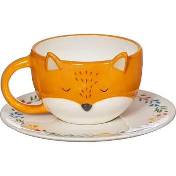 Oranžový dolomitový šálek s podšálkem Sass & Belle Finley Fox, 210 ml ID_1419933
