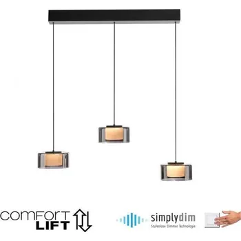 PAULNEUHAUS Závěsné svítidlo LED RIKA černé nastavitelná výška Comfort Lift SimplyDim 3000K - PAUL NEUHAUS PN 2113-18