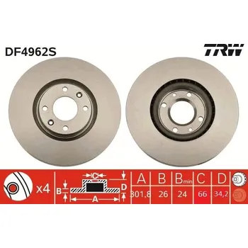 Brzdový kotouč Brzdový kotouč TRW DF4962S