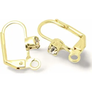 Rybářský háček Crystal-ZONE Náušnicový háček zdobený chaton 15/7mm gold plating 24kt