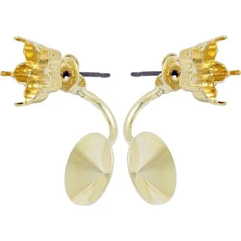 Náušnice Crystal-ZONE Náušnice DOUBLE Flower krapny 10mm/rivoli 12mm gold plating 24kt