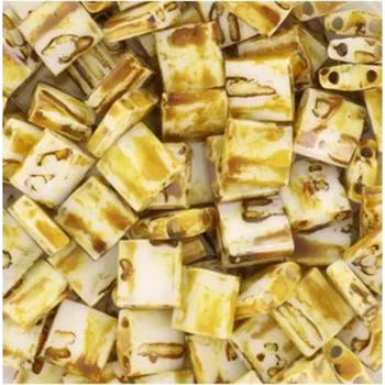 Korálek Miyuki Tila 5/5mm opaque picasso yellow (TL-4512)