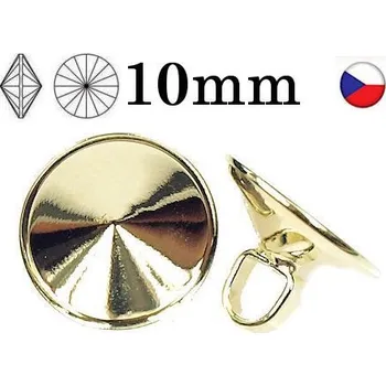 Korálek Crystal-ZONE Knoflík Rivoli 10mm gold plating 24kt