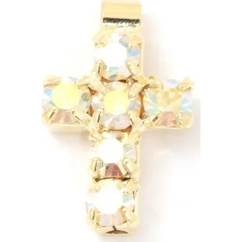 Přívěsek Crystal-ZONE Přívěsek křížek 10/7mm jonquil AB/gold plating 24kt