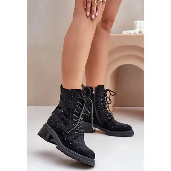 Dámské kozačky ZDobené Botky Worker Dámské Zateplené D&A MR880-017 Taupe Barva: Černá, Velikost: 40