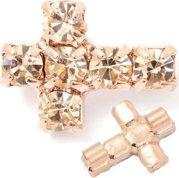 Přívěsek Crystal-ZONE Korálek křížek 10/7mm „horizontal“ light peach/rose gold