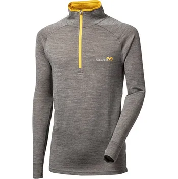 PROGRESS MB TRZ pánský Merino & Bambus termo rolák s krátkým zipem, tm.šedá/kari Velikost: S