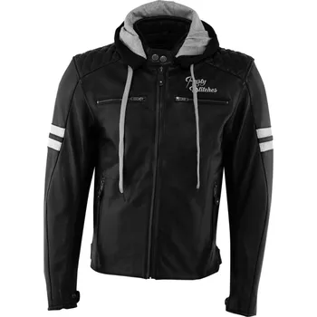 Moto bunda Kožená bunda na motorku Rusty Stitches Jack JARI HOODED černá, bílá (52-L)