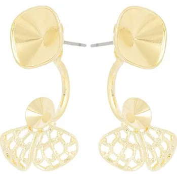 Náušnice Crystal-ZONE Náušnice DOUBLE square 10mm/filigrán rivoli 6mm gold plating 24kt