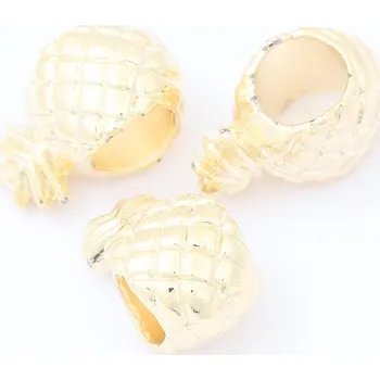 Dětské navlékací korálky Korálek kovový Ananas 12/8mm gold plating 24kt