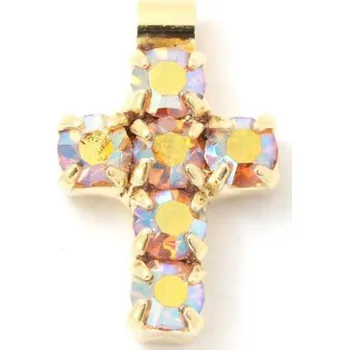 Přívěsek Crystal-ZONE Přívěsek křížek 10/7mm topaz AB/gold plating 24kt