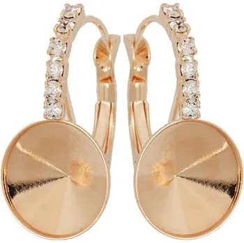 Náušnice Crystal-ZONE Náušnice háček Strass Rivoli 12mm rose gold