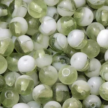 Korálek CZ Korálek mačkaný KULIČKA 5mm bílo zelená